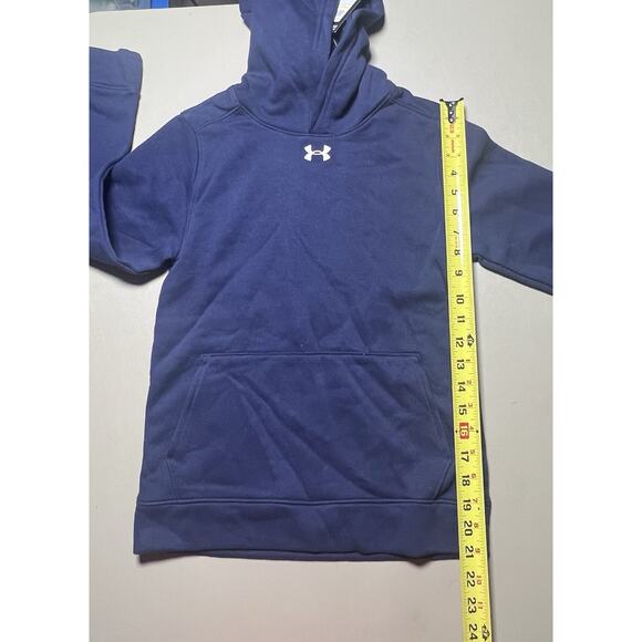 Under Armour Loose Hustle Fleece Hoody Boys YMD Blue - Picture 7 of 8